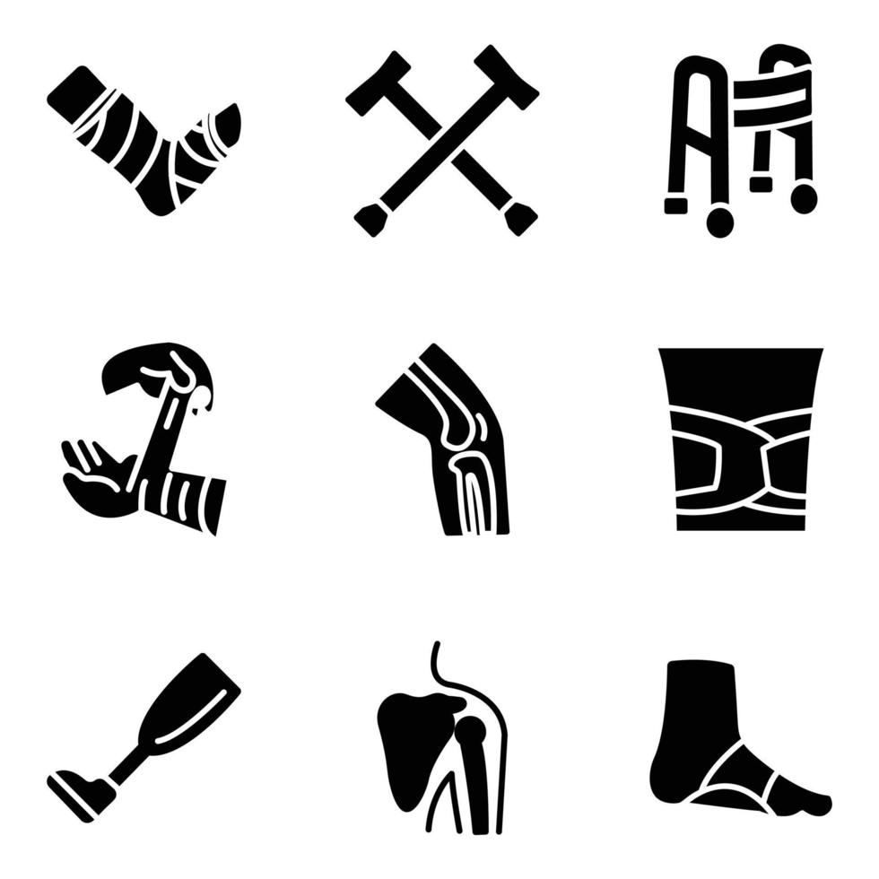 Pack of Medical and Orthopaedic Tools Solid Icons vector