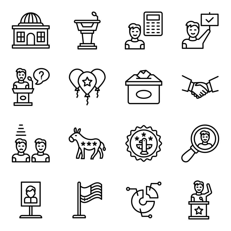 Set Of American Politics Icons vector