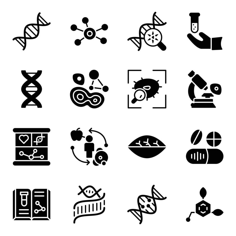 Vectores de biotechnology and bioinformatics glyph