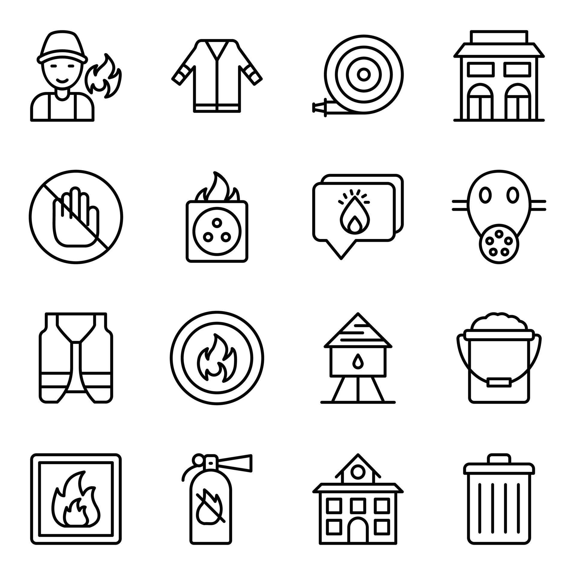 Fire Emergency Line Vector Icons 16436689 Vector Art at Vecteezy