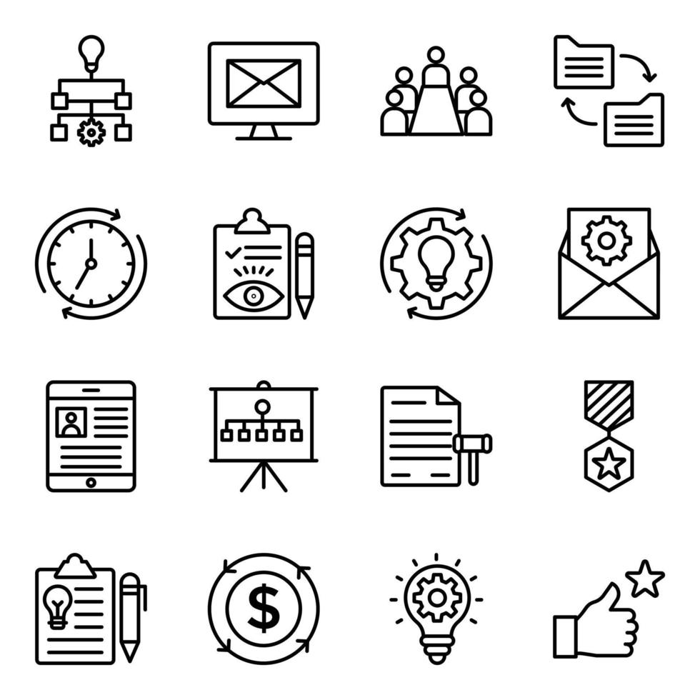 Pack of Project Management Line Icons vector