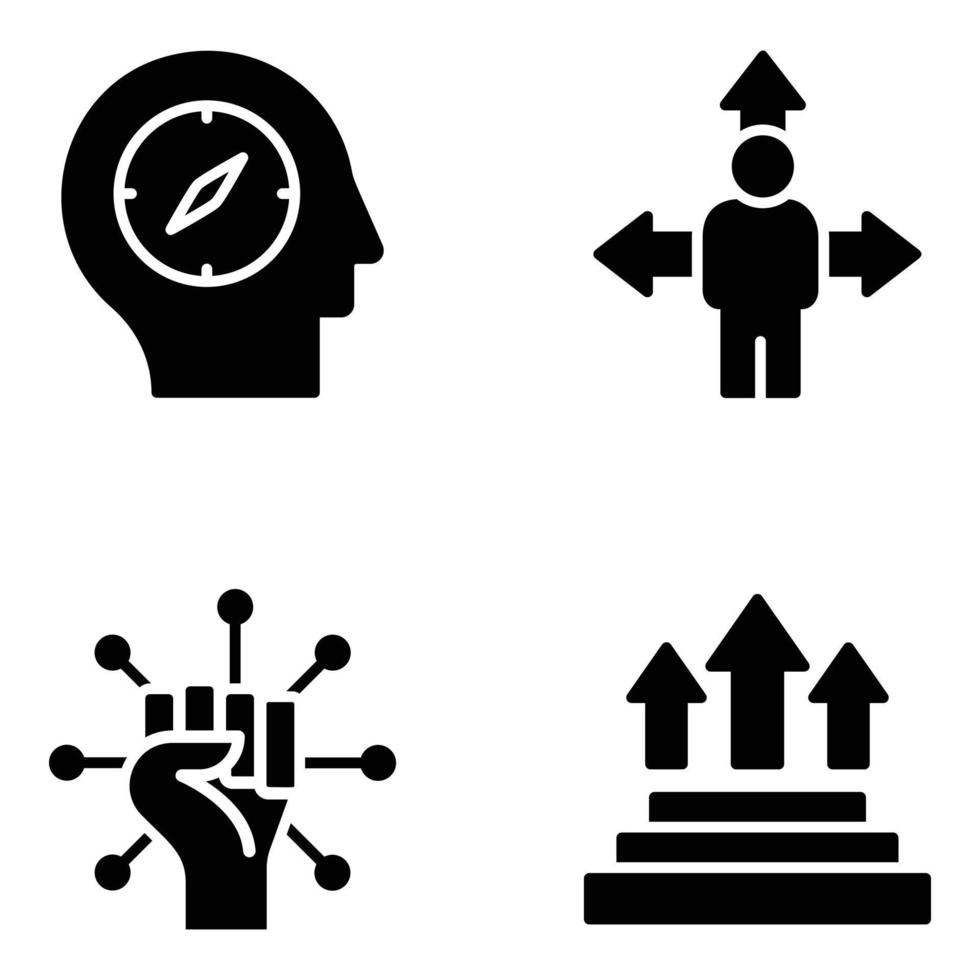 Skills and Leadership Qualities Glyph Icons vector