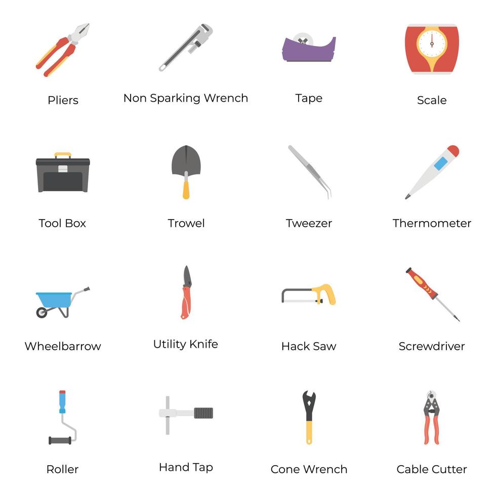 Set of Mechanical Tools Icons vector