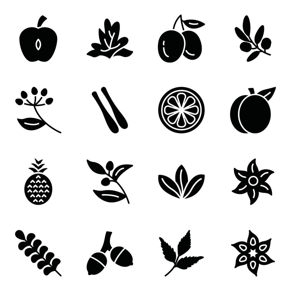 pack de iconos de alimentos naturales vector