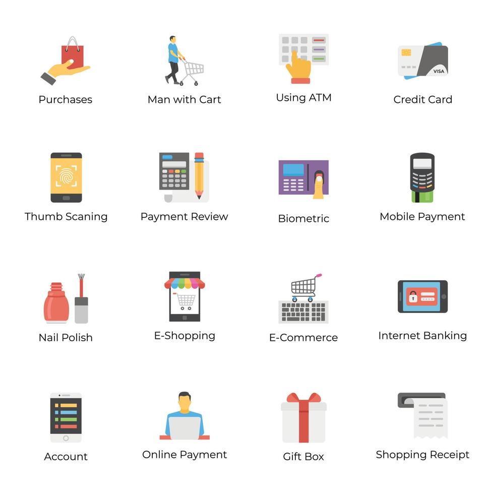 Flat Icons Set Of Online Shopping vector