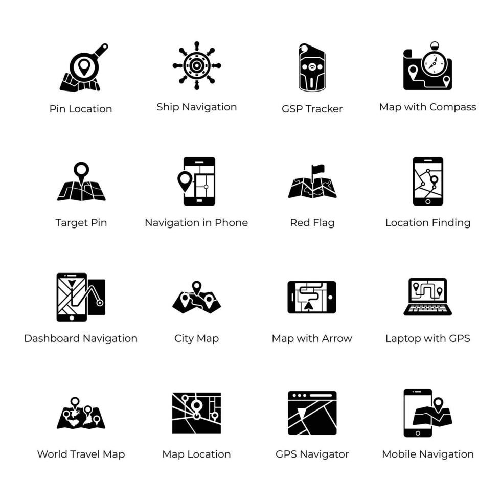 Pack of Map Pointers Icons vector