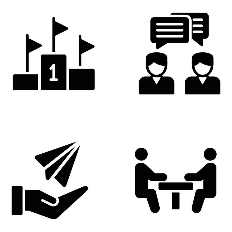 Solid Icons of Discussion and Negotiation vector