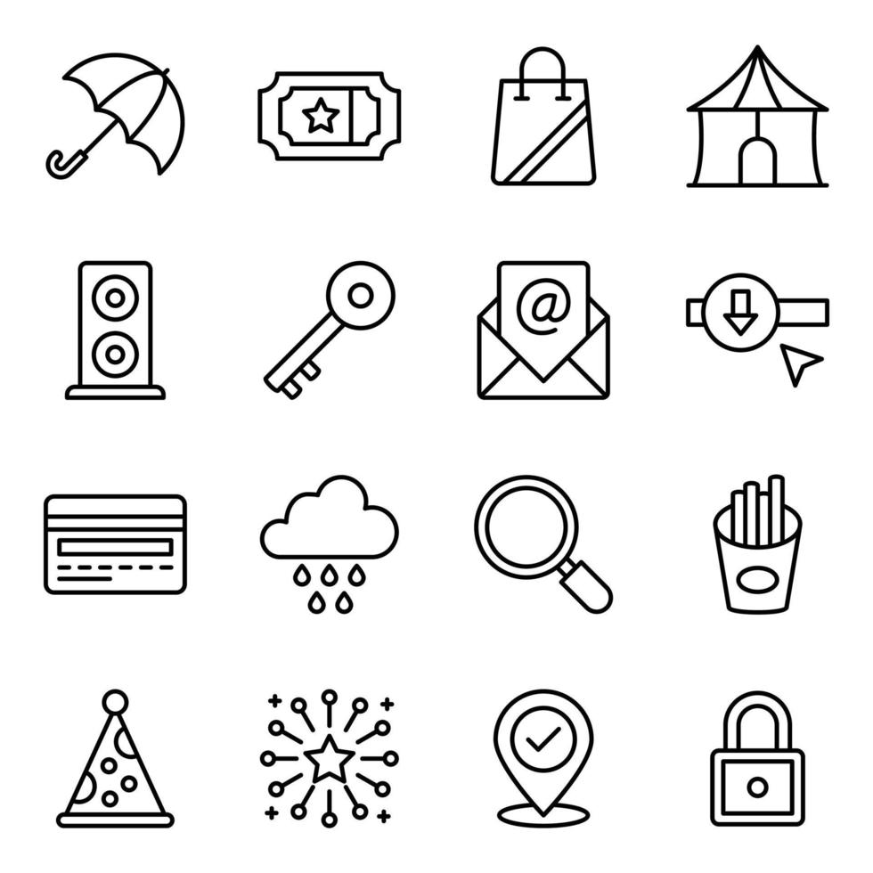 Amusement Activities Line Icons vector