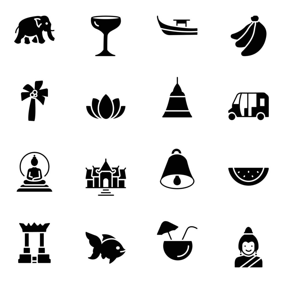 Pack of Thailand Symbol Icons vector