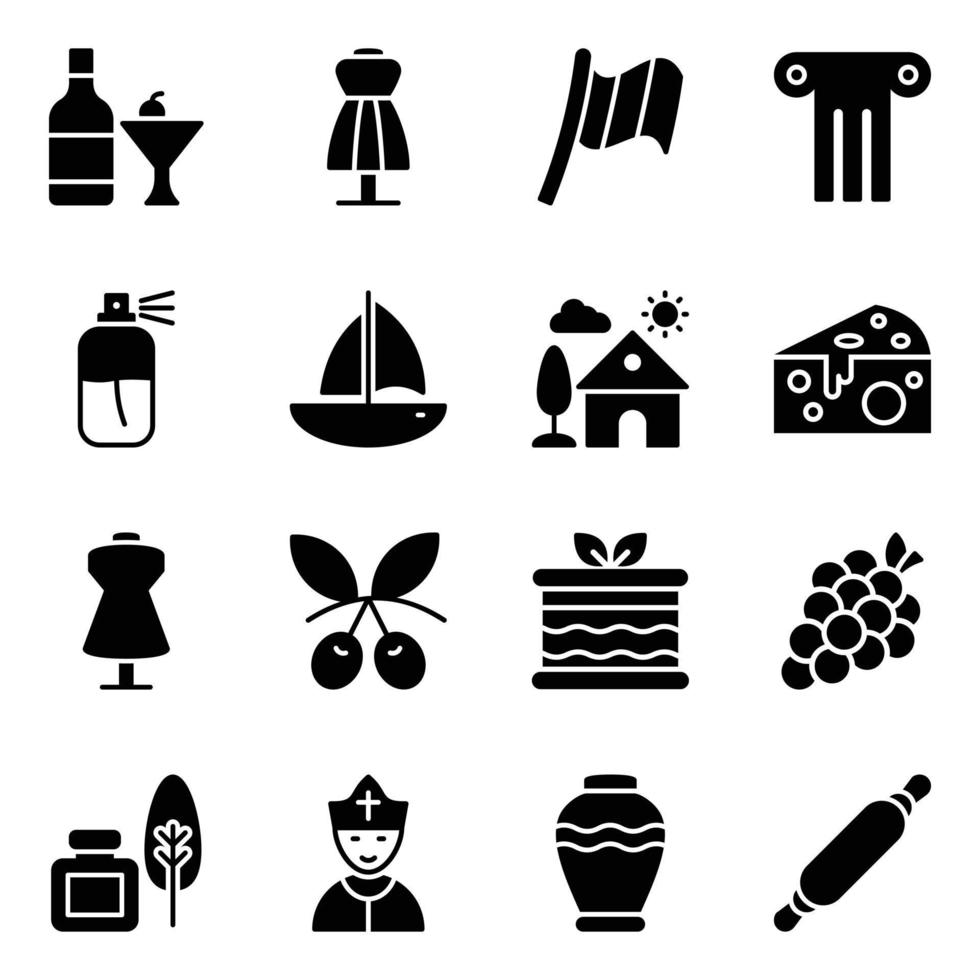 paquete de iconos de la cultura italiana vector