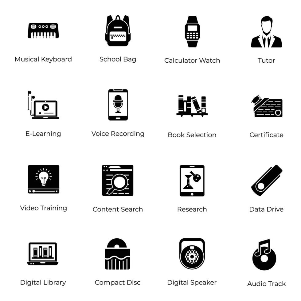 Pack of School Learning Icons vector