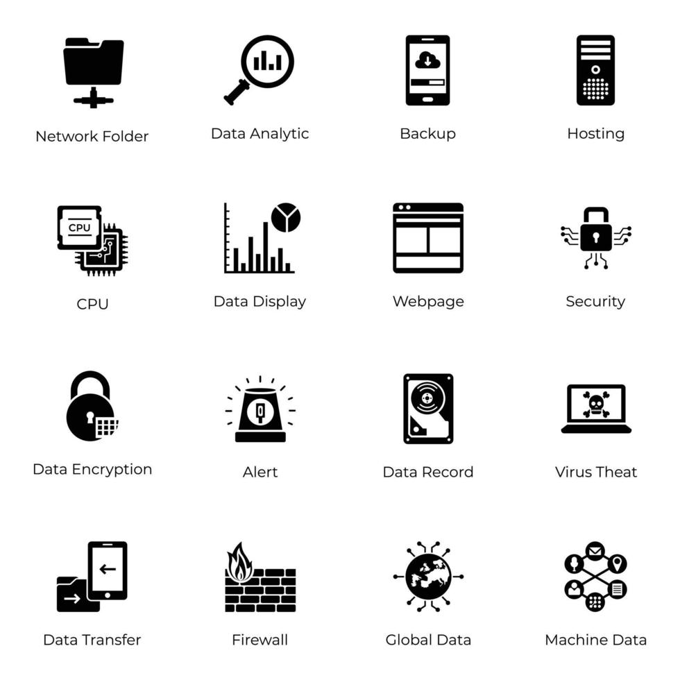 Business Analytics Glyph Icons Pack vector