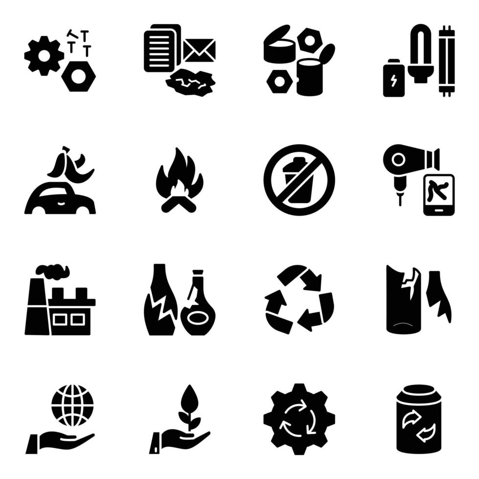 paquete de iconos de clasificación de residuos vector