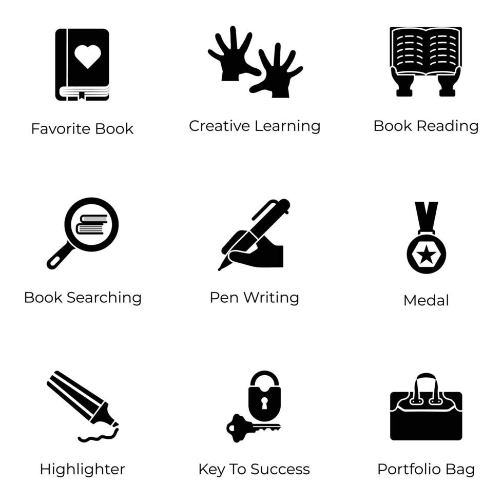 Pack of Knowledge and Learning Icons vector