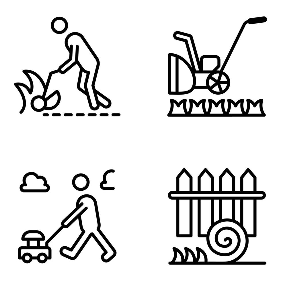 paquete de iconos lineales de jardinería vector