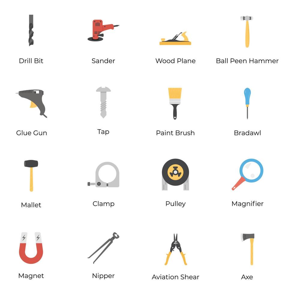 Set of Labour Tools Icons vector