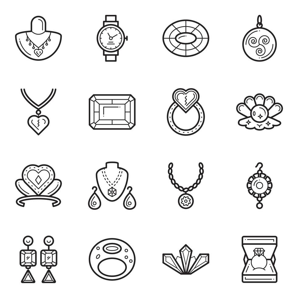 Pack of Jewellery and Accessories Linear Icons 16439603 Vector Art at