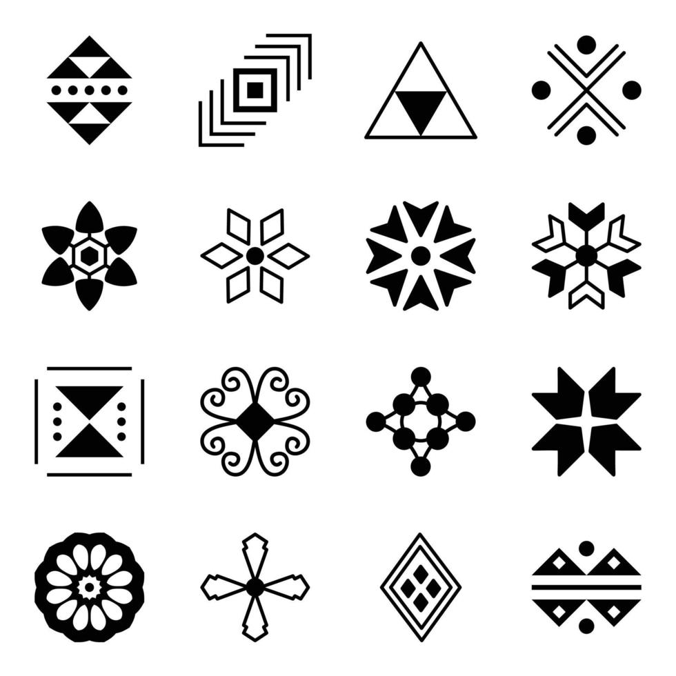 paquete de colección de iconos tribales antiguos vector