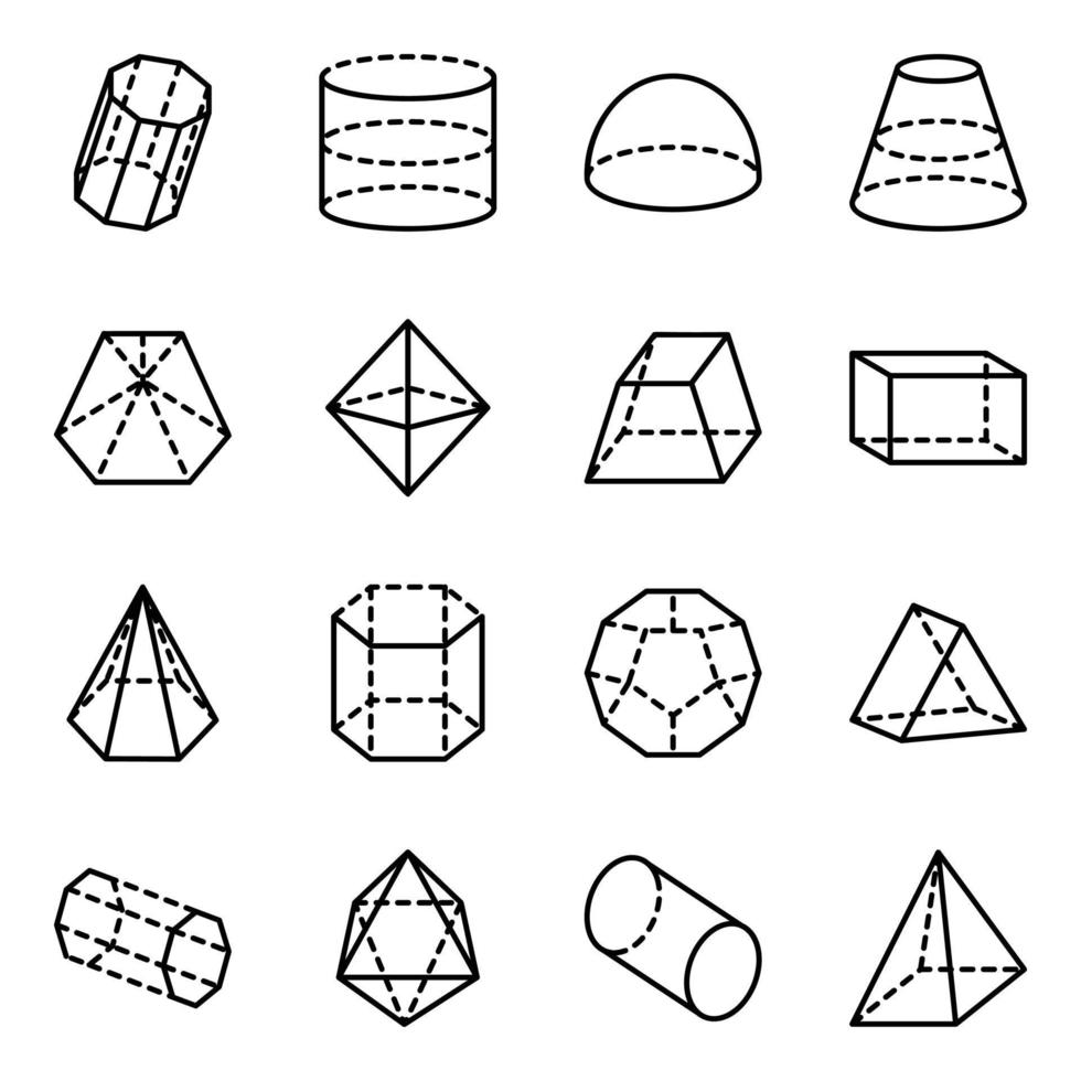 Pack of 3d Mathematical Shapes Icon vector