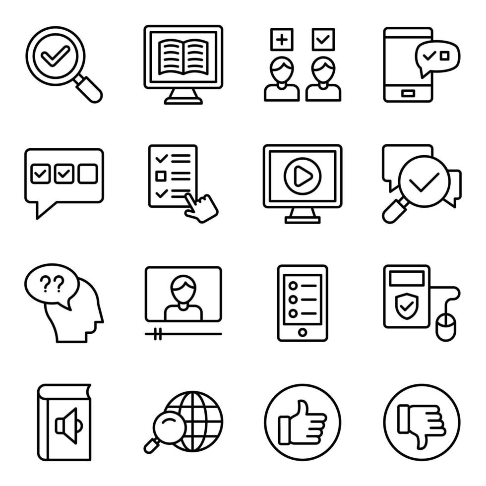 Pack of Online Interview Icons vector