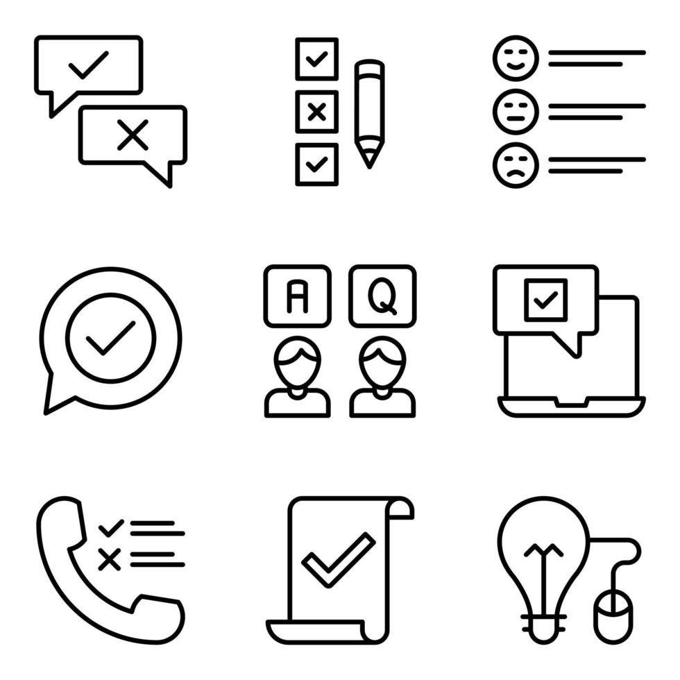 Pack of FAQ and Survey Icons vector