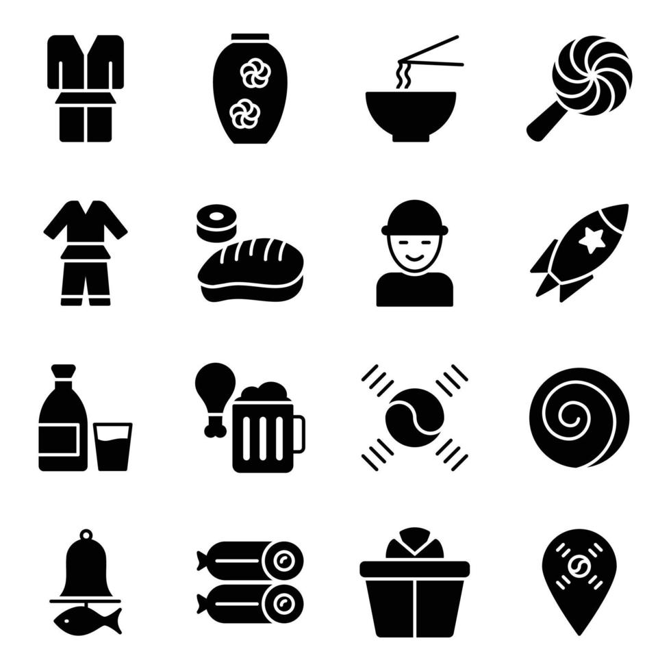 Pack of Korea Culture Icons vector