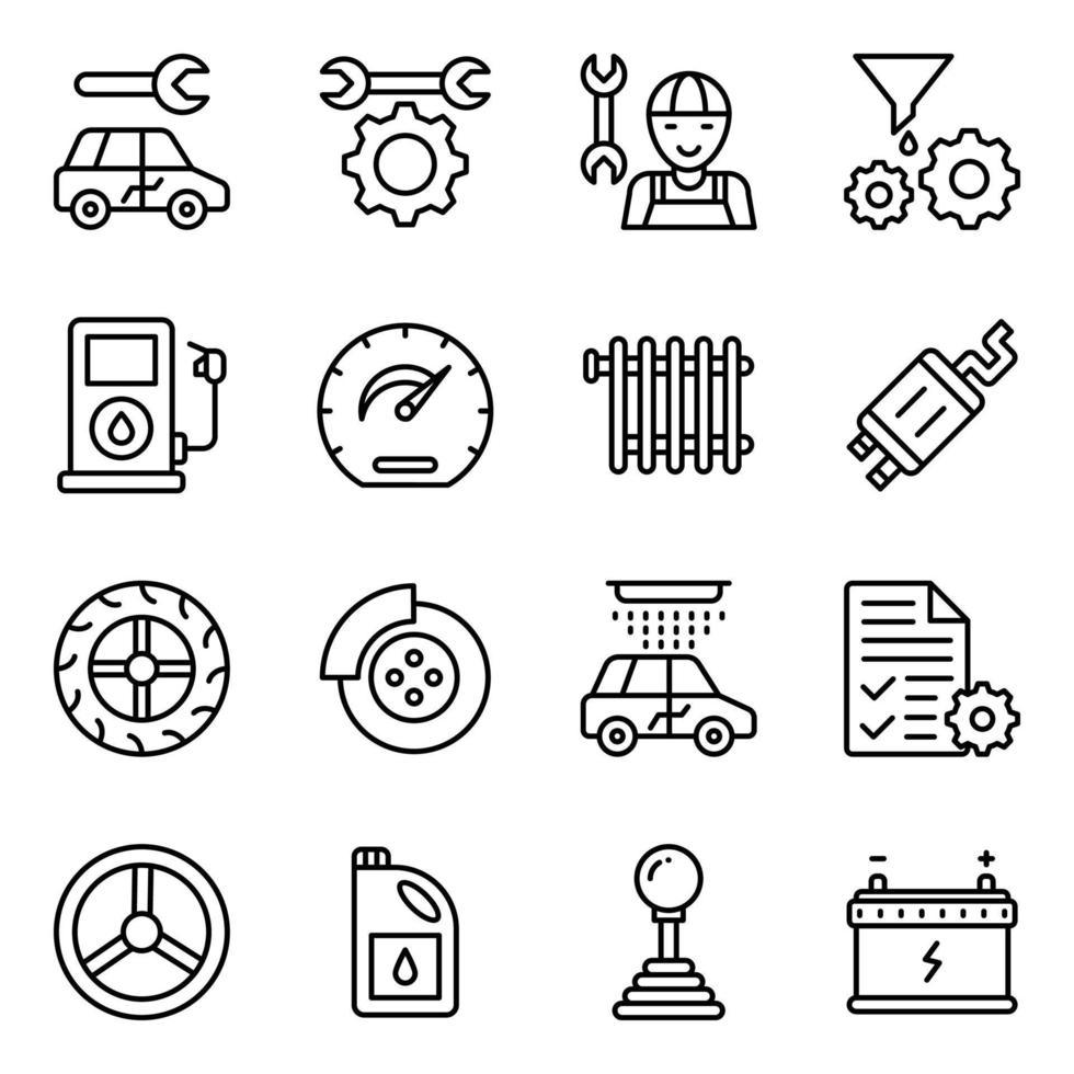 Car Service Line Vector Icons