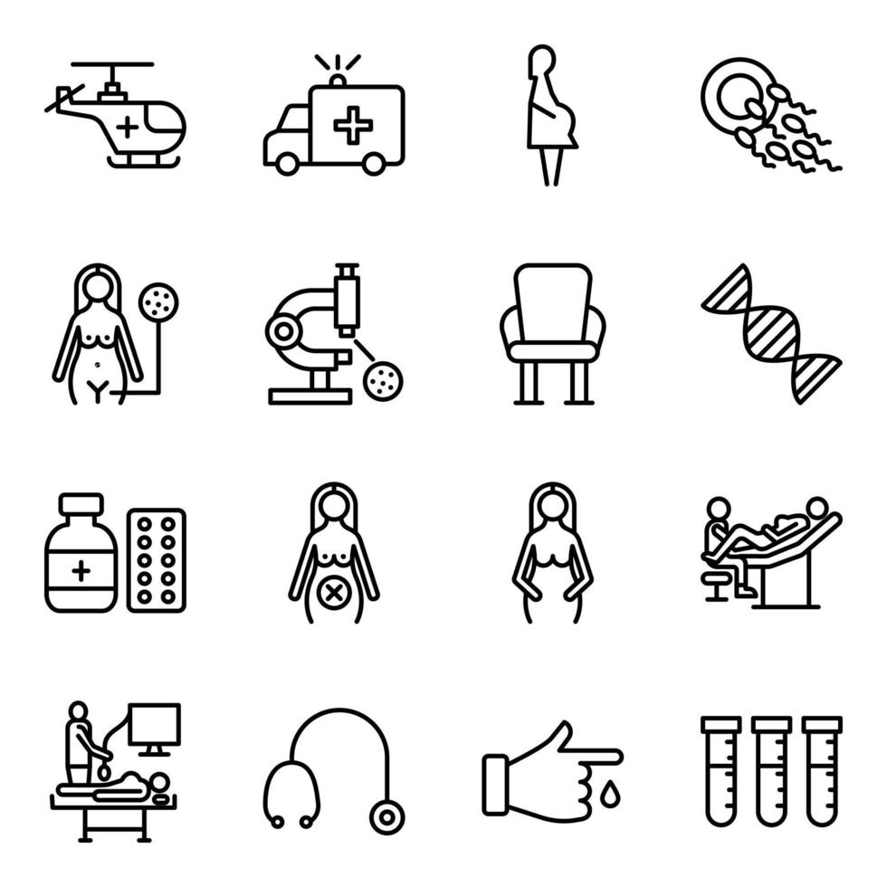Pack of Medical and Gynaecology Line Vector Icons