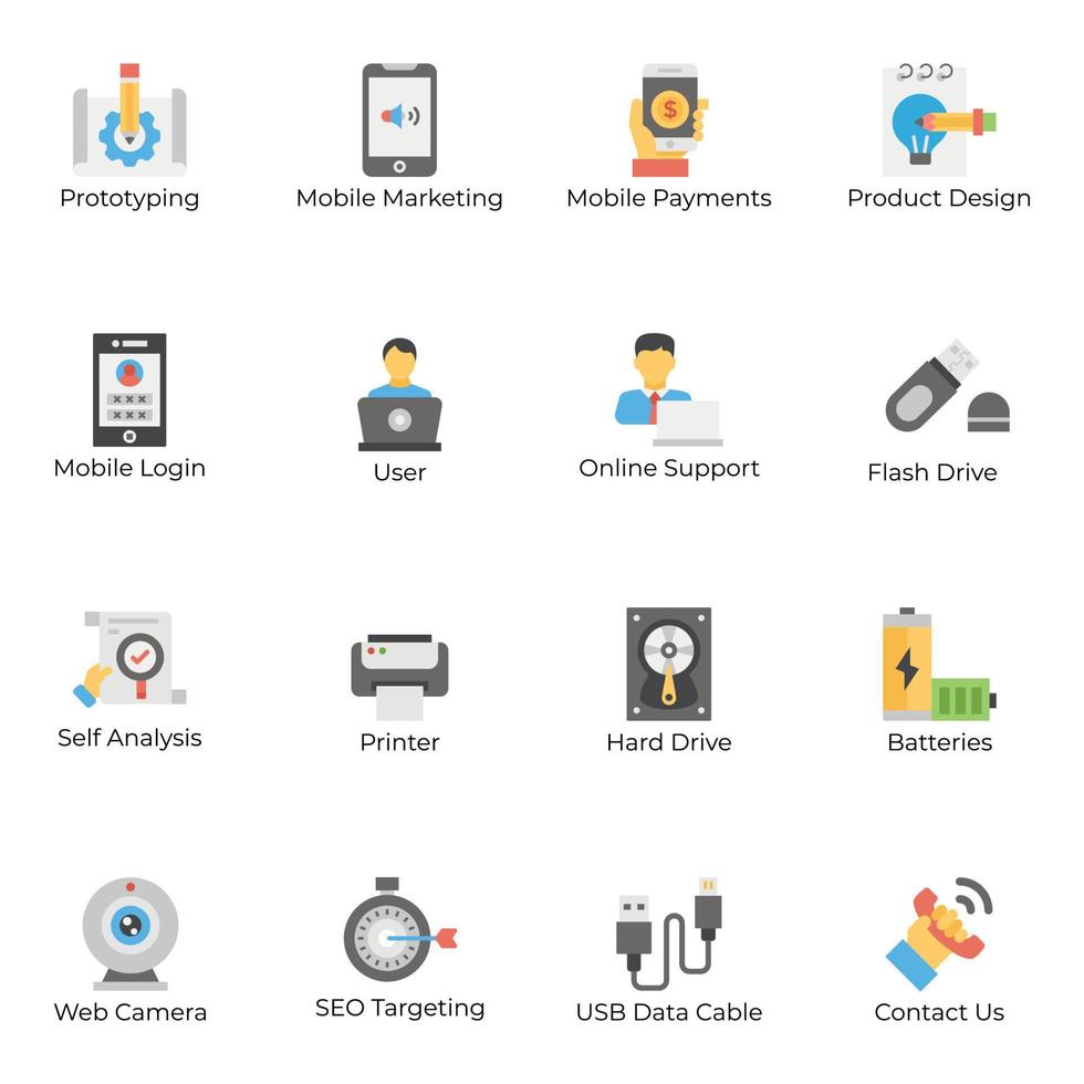 Pack of Web Data Hosting Icons vector