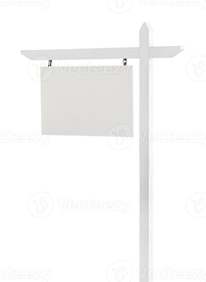 Blank Real Estate Sign Isolated on a White Background. photo