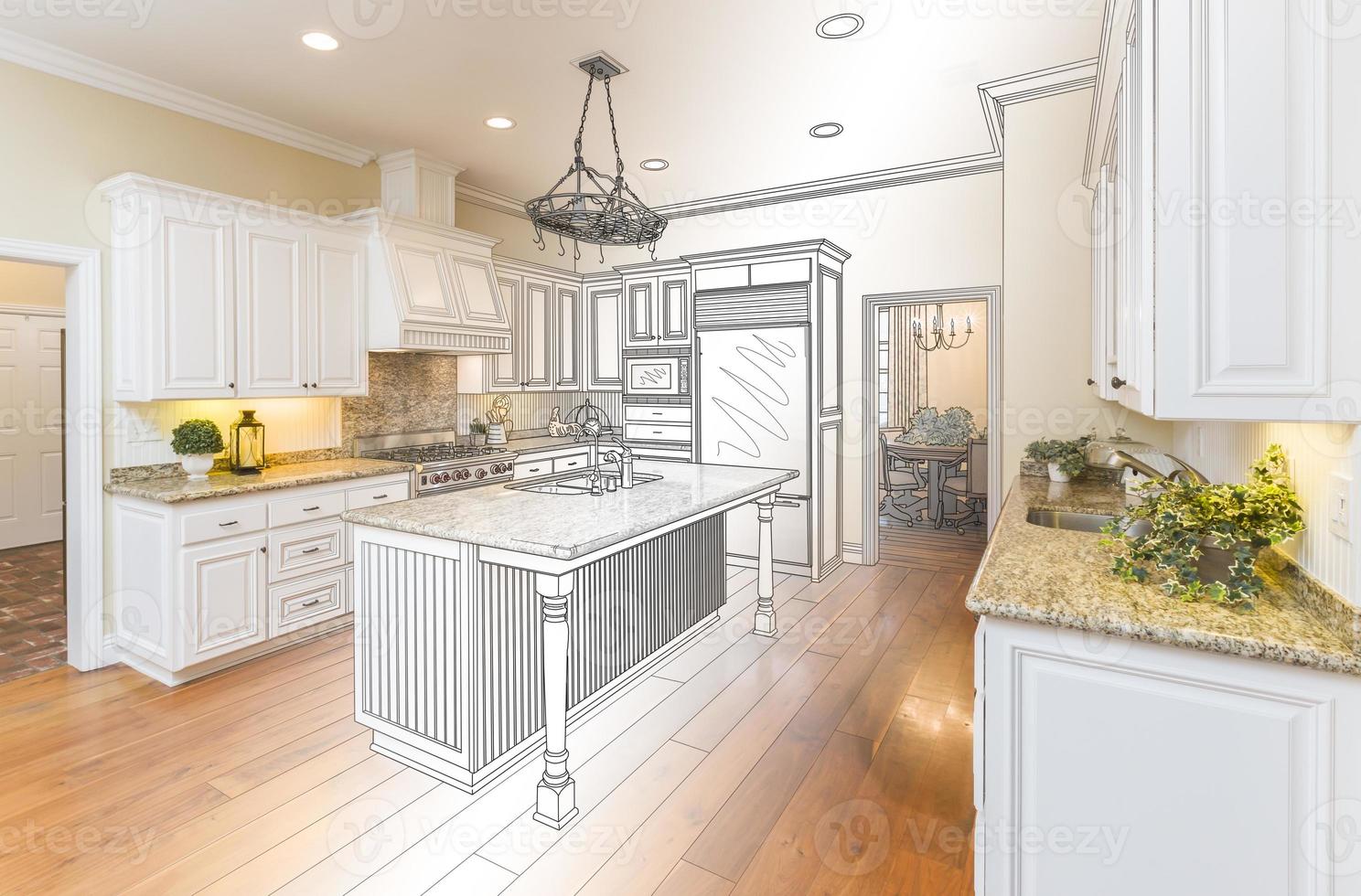 Custom Kitchen Design Drawing and Gradated Photo Combination