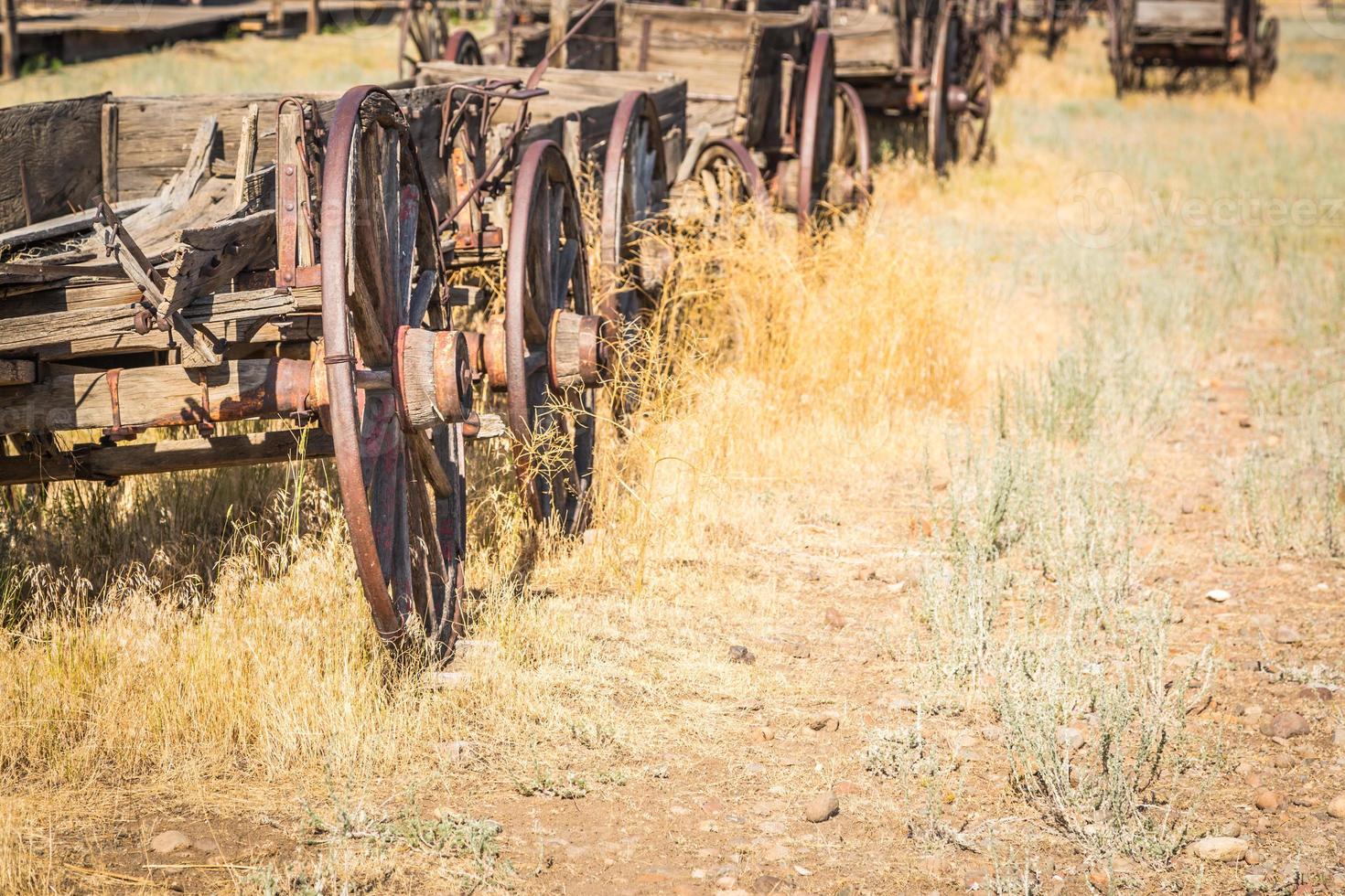 Abstract of Vintage Antique Wood Wagons and Wheels. photo