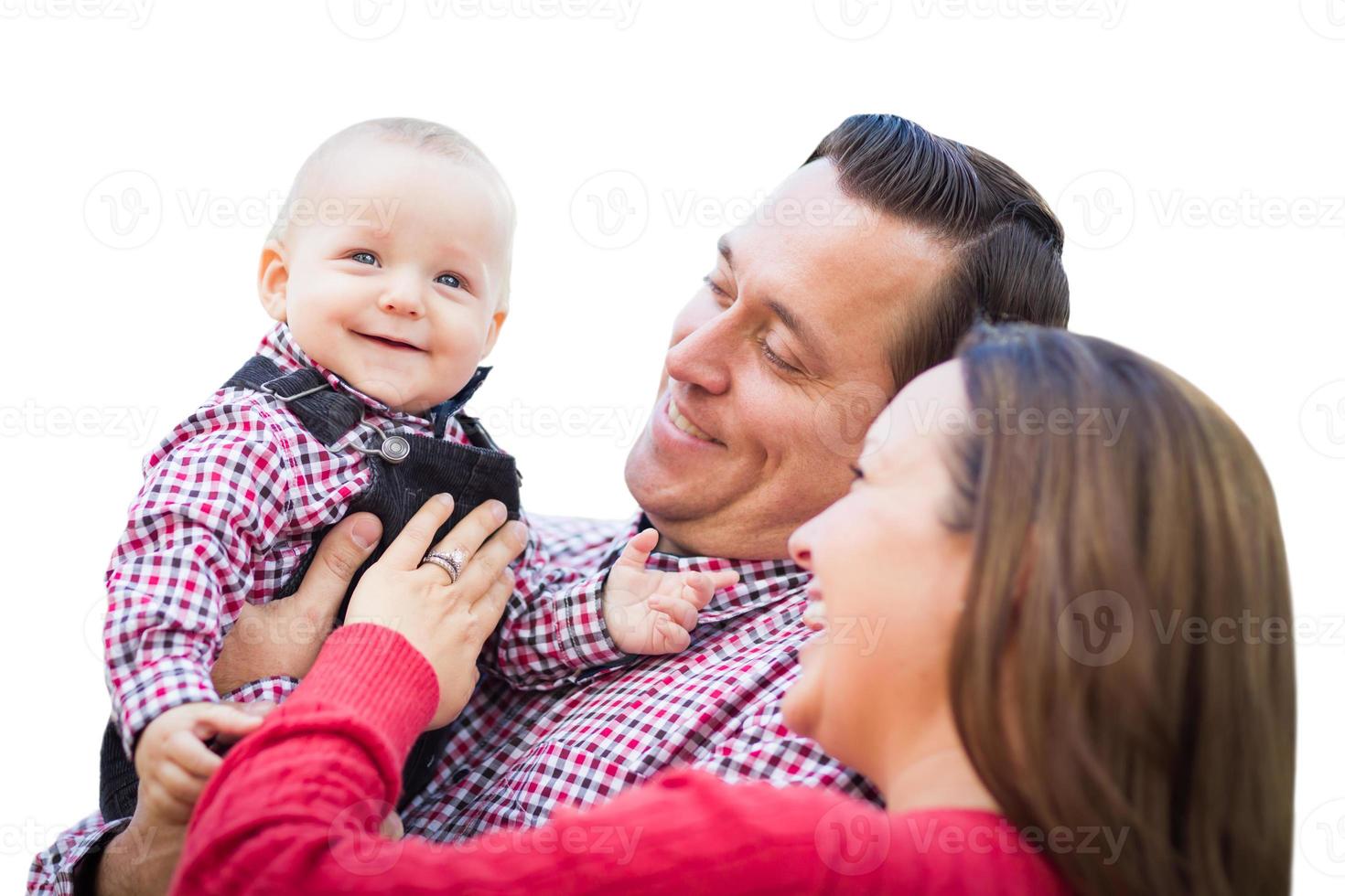 Baby Boy Having Fun With Mother and Father Isolated photo