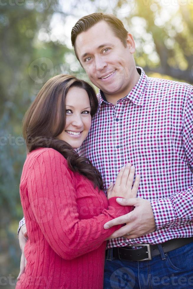 Attractive Caucasian Couple Portrait Outdoors photo