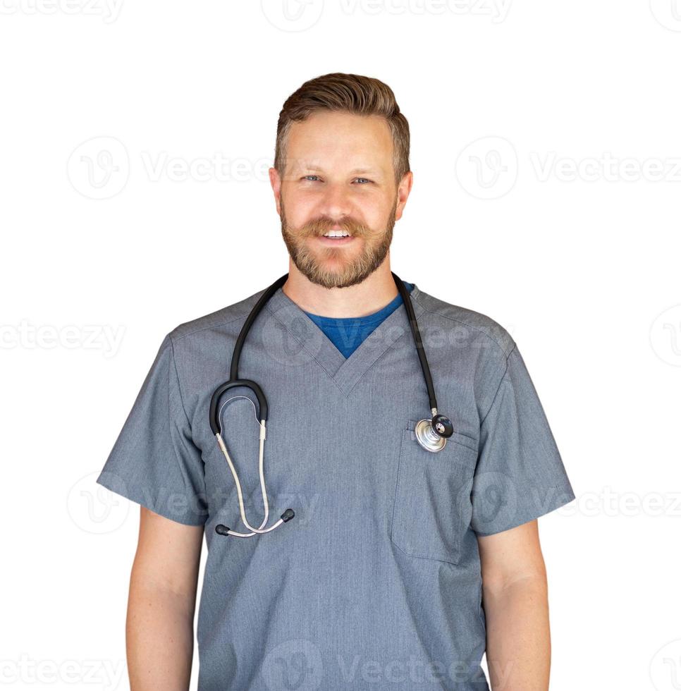 Caucasian Male Nurse Isolated On White photo