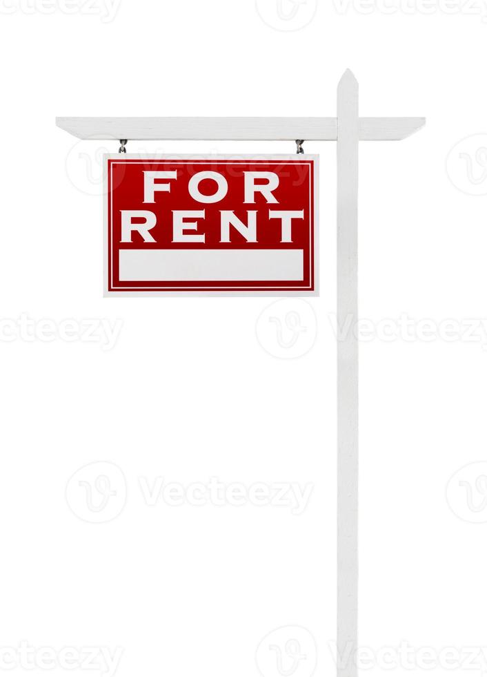 Left Facing For Rent Real Estate Sign Isolated on a White Background. photo