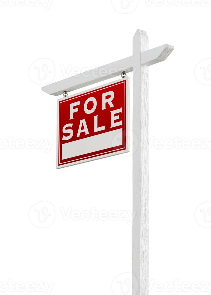 Left Facing For Sale Real Estate Sign Isolated on a White Background. photo