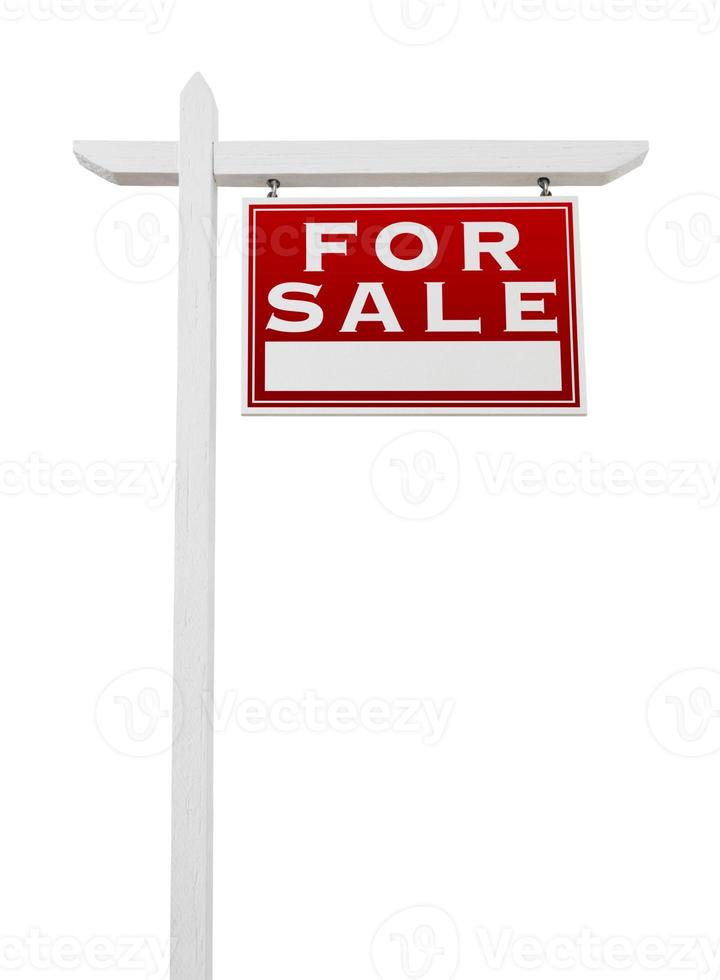 Right Facing For Sale Real Estate Sign Isolated on a White Background. photo