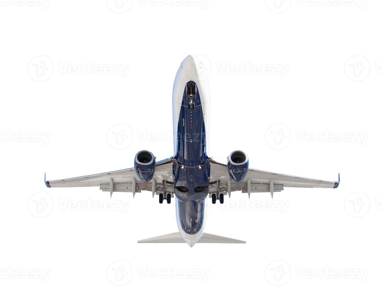 Bottom of Passenger Airplane Isolated on a White Background photo