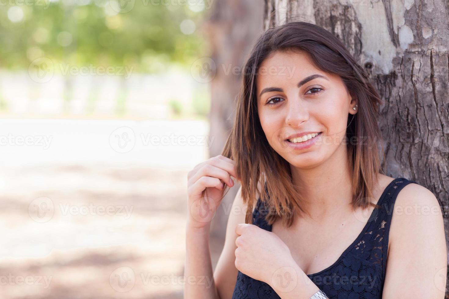 Beautiful Young Ethnic Woman Portrait Outside. photo