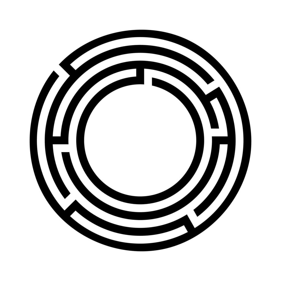 Black maze labyrinth circle logo symbol vector