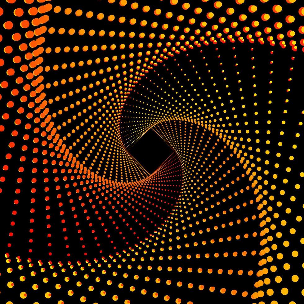 Fondo de vector de puntos de vórtice espiral cuadrada multicolor