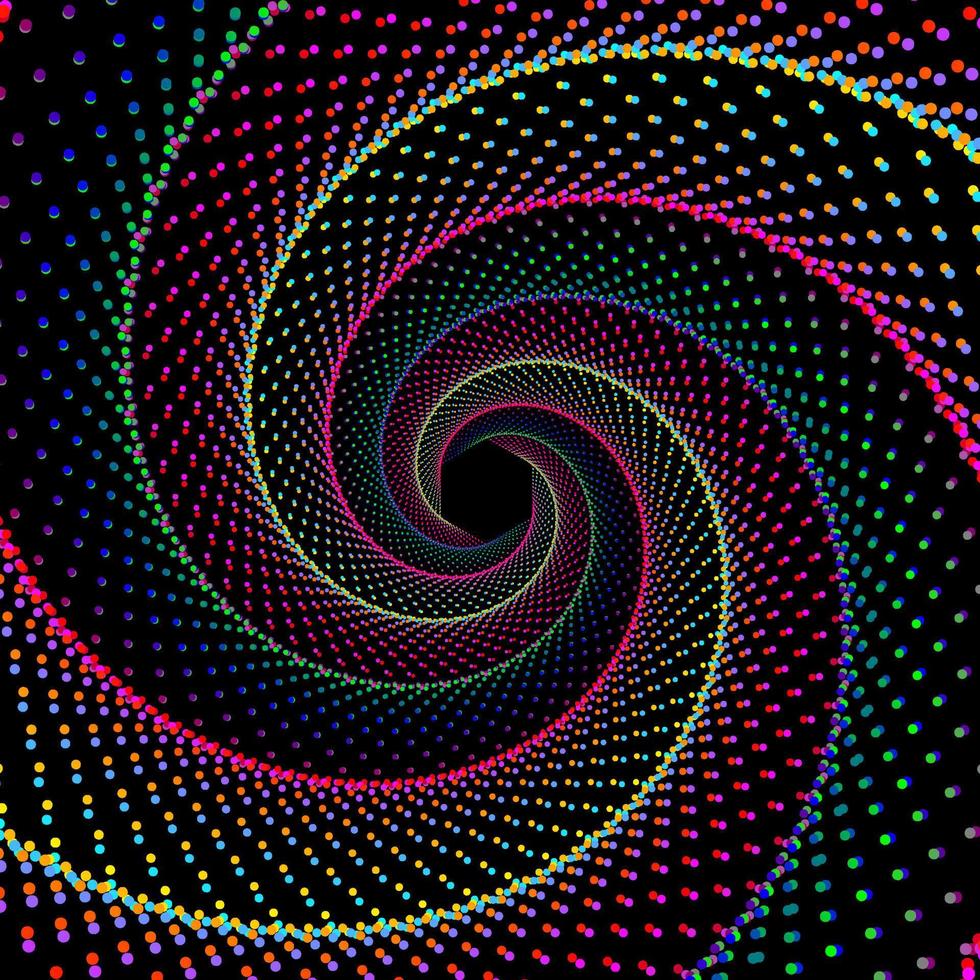 Multicolor dotted spiral vortex vector background