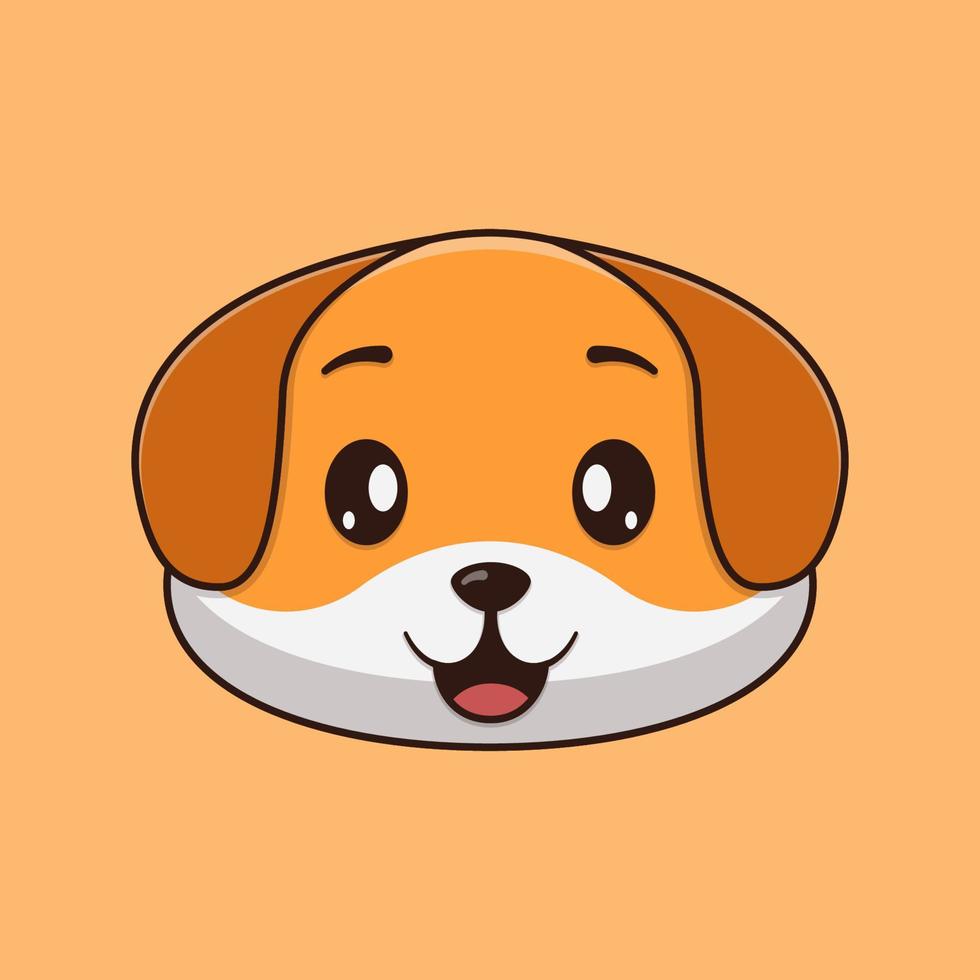 Cute dog face cartoon vector icon illustration. Flat cartoon style. Dog Illustration.