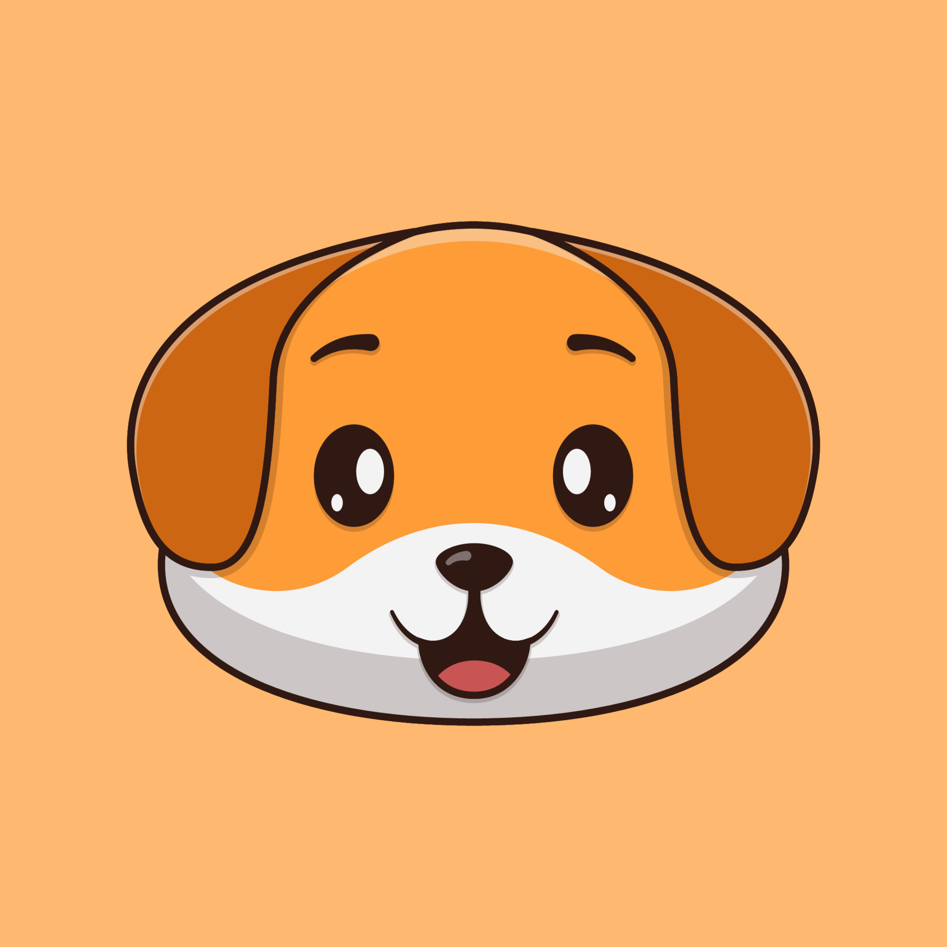 Cute dog face cartoon vector icon illustration. Flat cartoon style ...