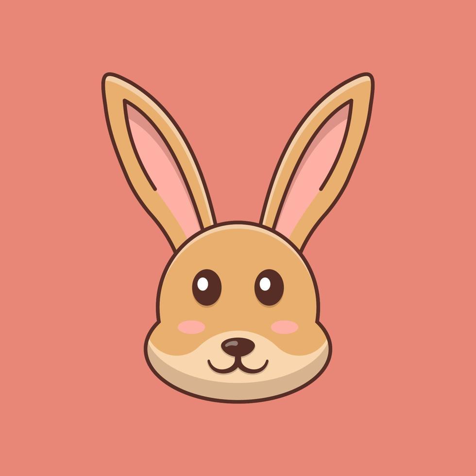 Cute rabbit face cartoon vector icon illustration. Flat cartoon style. Rabbit Illustration.