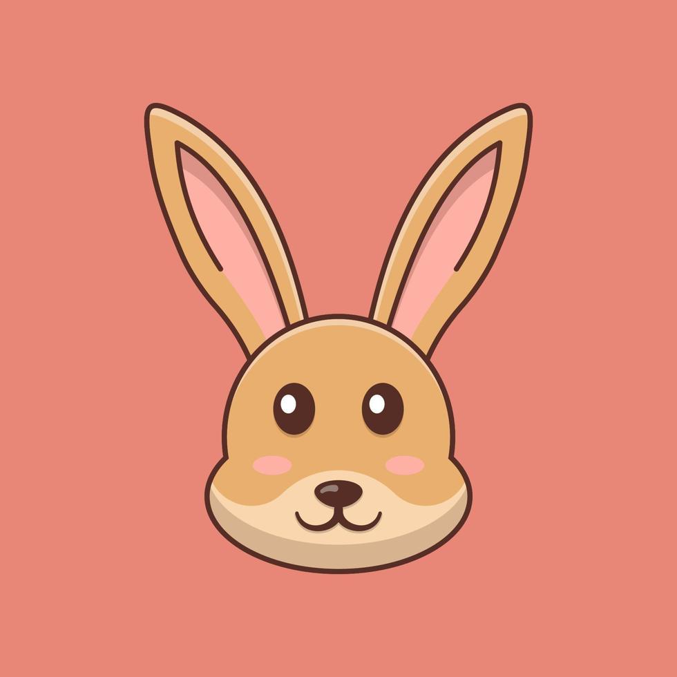 Cute rabbit face cartoon vector icon illustration. Flat cartoon style. Rabbit Illustration.