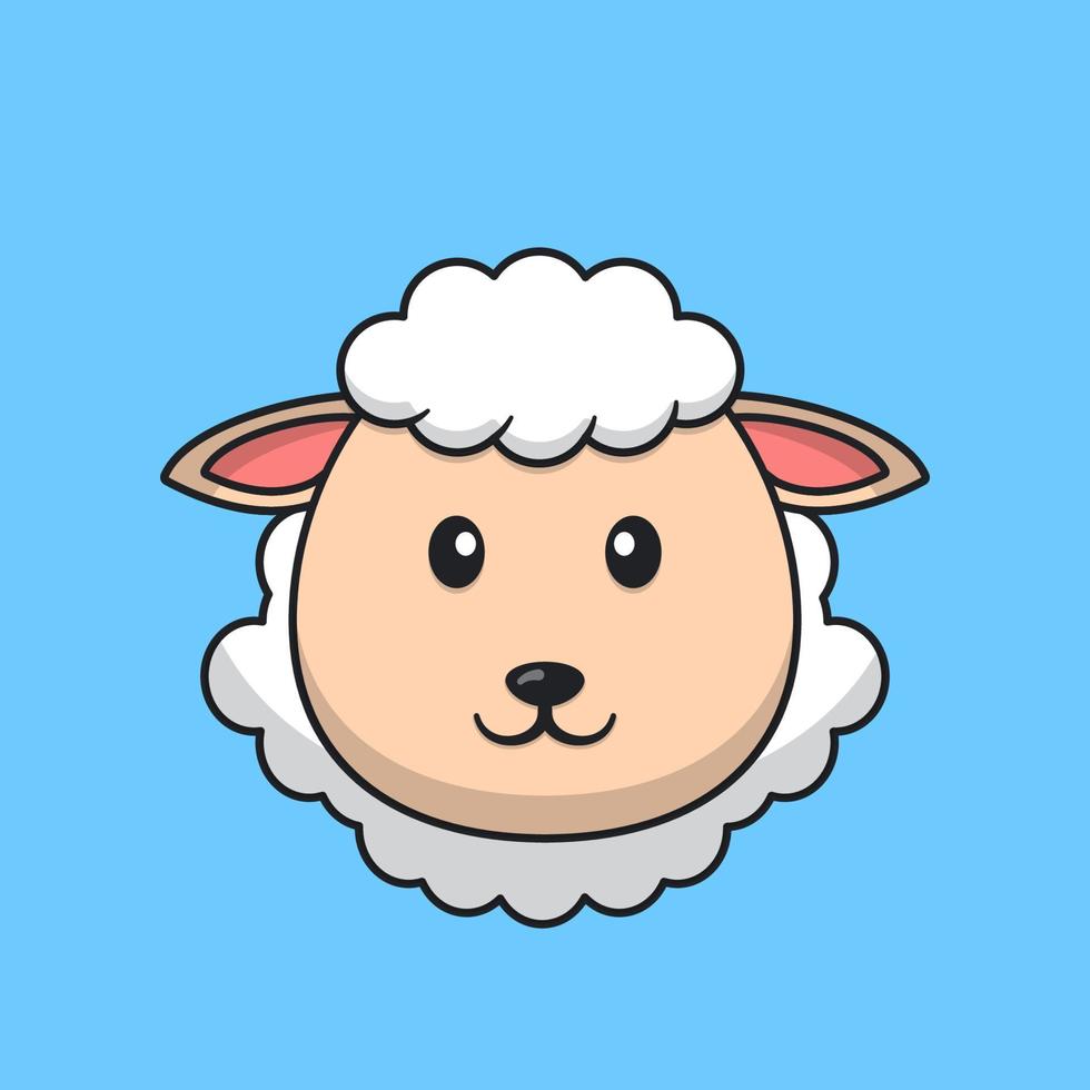Cute sheep face cartoon vector icon illustration. Flat cartoon style