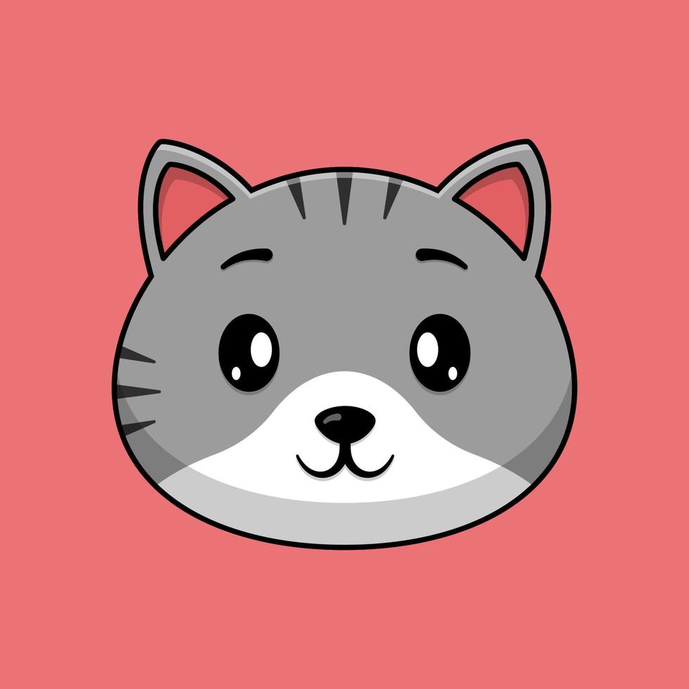 Cute cat face cartoon vector icon illustration. Flat cartoon style. Cat Illustration.