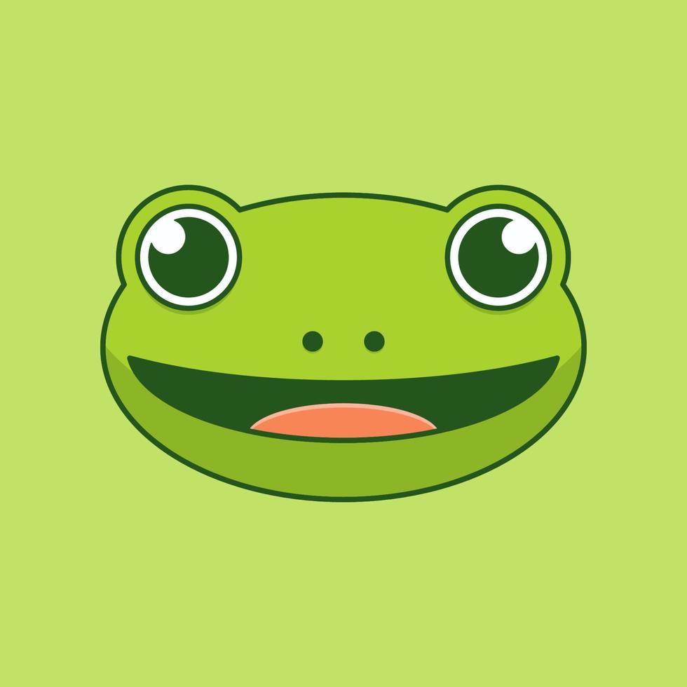 Cute frog face cartoon vector icon illustration. Flat cartoon style. Frog Illustration.